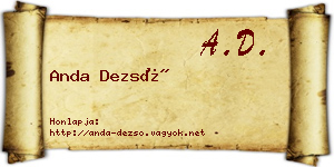 Anda Dezső névjegykártya